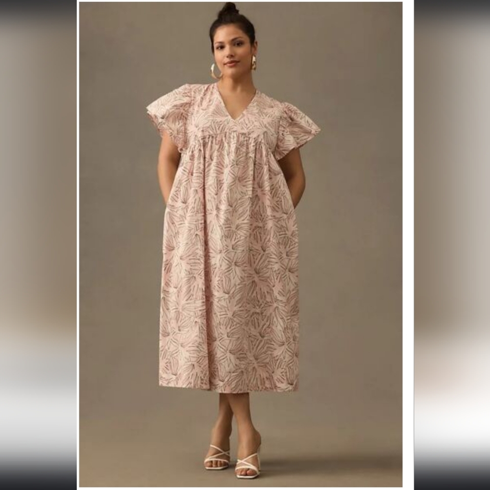 Anthropologie Pink Midi Dress